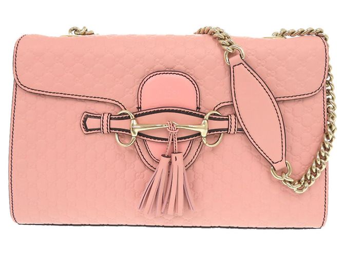 Bolsa de Ombro Gucci Emily em Couro Micro Guccissima Rosa