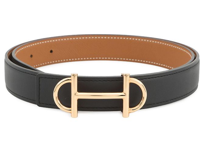Cintura Hermès Gamma in Nero e Oro D'oro
