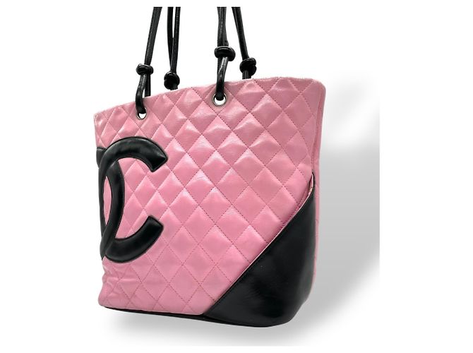 Borsa tote della linea Cambon di Chanel Nero Rosa
