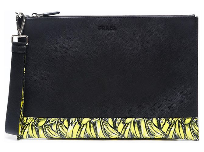 Prada Saffiano Active Botanical Clutch Bag