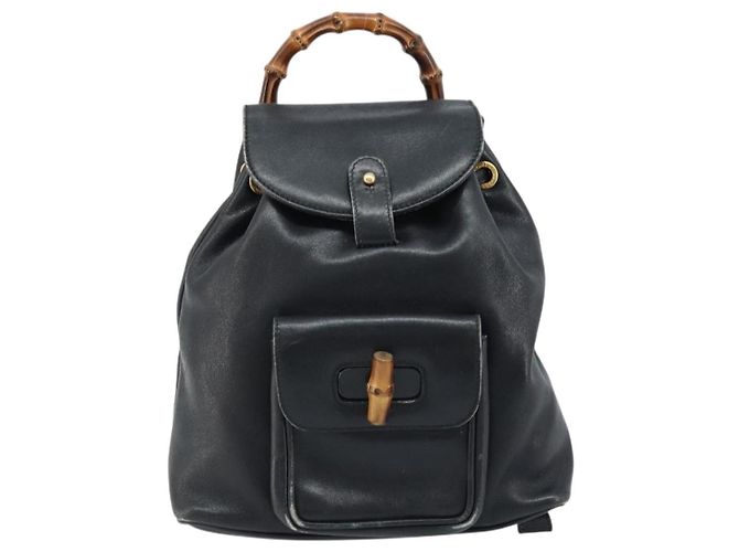 Gucci Vintage Bamboo Leather Mini Black