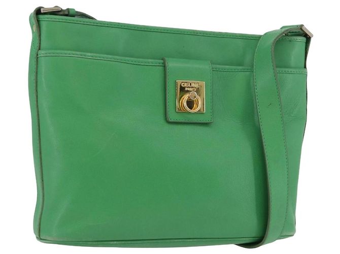 Céline Borsa a Spalla CELINE in Pelle Verde Oro Auth LNZ455A D'oro