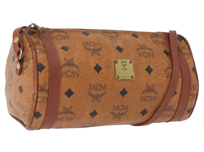 Bolsa de Ombro MCM Vicetos Logogram em Couro PVC Marrom Auth gh1857