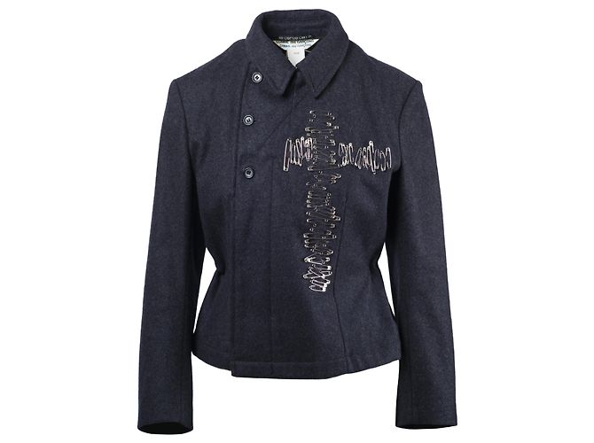 Comme Des Garcons Comme des Garçons Pins Cross Wool Jacket Grey Dark red