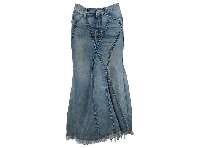 Autre Marque Falda de mezclilla panelada rosa sirena de Comme des Garçons por Junya Watanabe Man