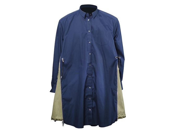Camicia-Cappotto Ibrido Docking Sacai Blu