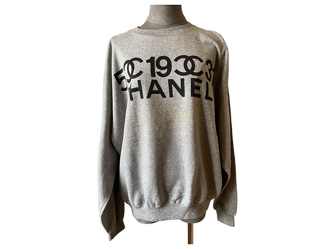 Suéter cinza Chanel em algodão e acrílico
