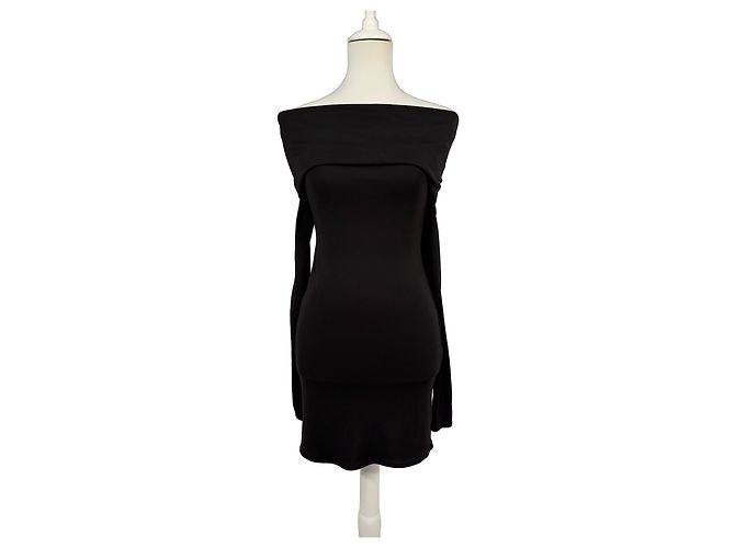 Autre Marque Schwarzes enges Mini-Kleid mit Off-Shoulder-Ausschnitt