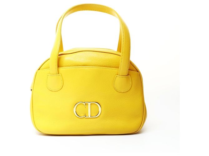 Borsa da bowling in pelle gialla Christian Dior Giallo
