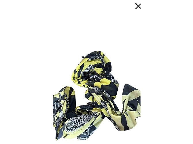 Autre Marque Manila Grace Baumwolltuch Federprint Schwarz Gelb
