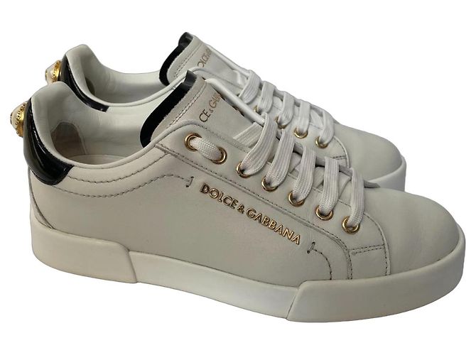 Baskets en cuir Dolce & Gabbana Portofino blanches
