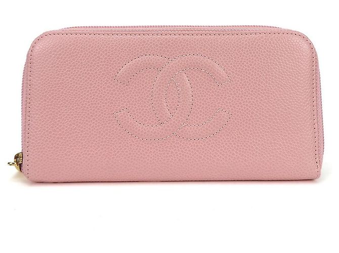 Timeless Chanel Long Wallet Caviar Leather Wallet Pink