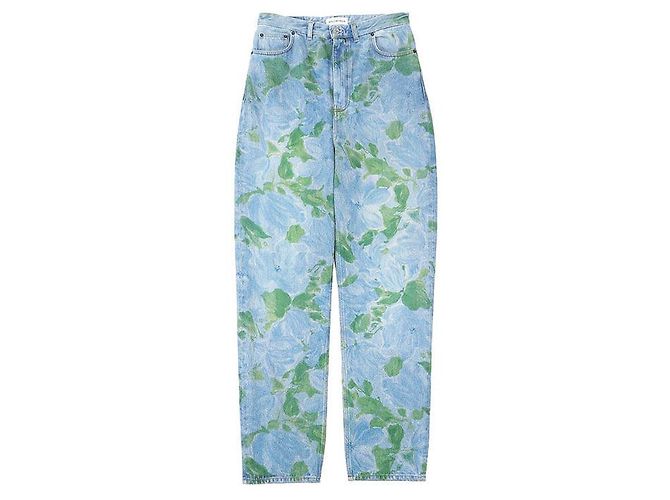 Everyday Pantalones de algodón denim con estampado botánico Balenciaga Azul