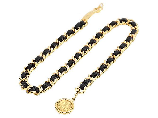 Timeless Chanel Chain Belt Leather Belt Black