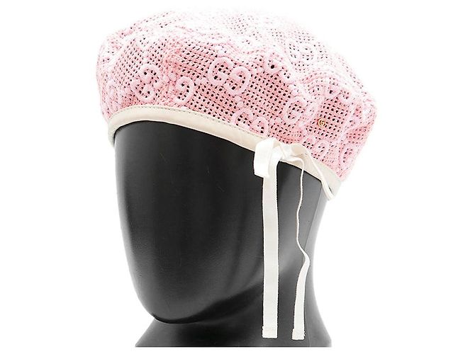 Beret em mistura de algodão com bordado GG Monogram da Gucci