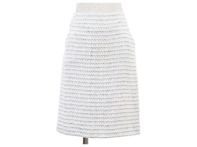 Timeless Saia de algodão e linho tweed Chanel Bege