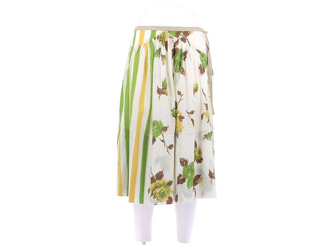 Marni Saia midi branca e verde em algodão Branco