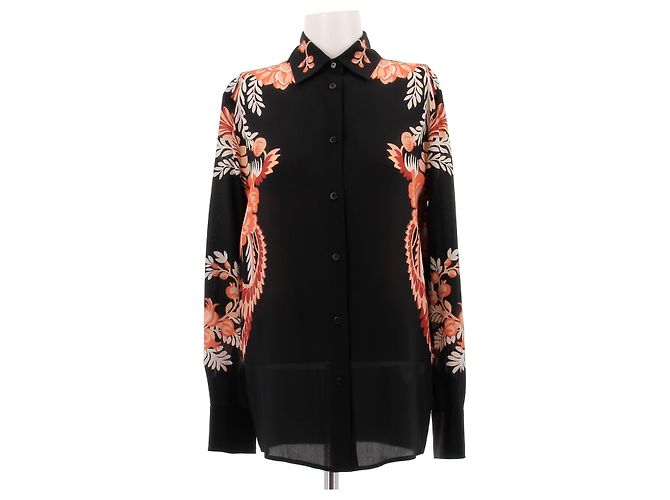 Etro Camicia nera con motivi in seta Nero