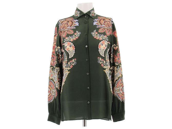 Etro Camisa verde com estampas de seda