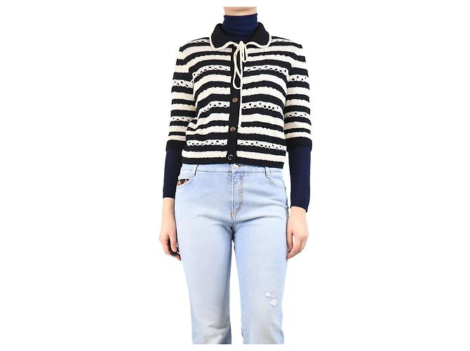 Sonia Rykiel Cardigan pull preto e branco - tamanho S