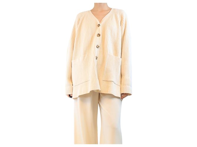 Totême Cremefarbener gerippter Cardigan - Größe XL Roh