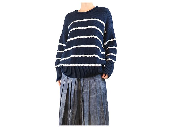 Autre Marque Suéter listrado azul-marinho - tamanho XL Azul marinho