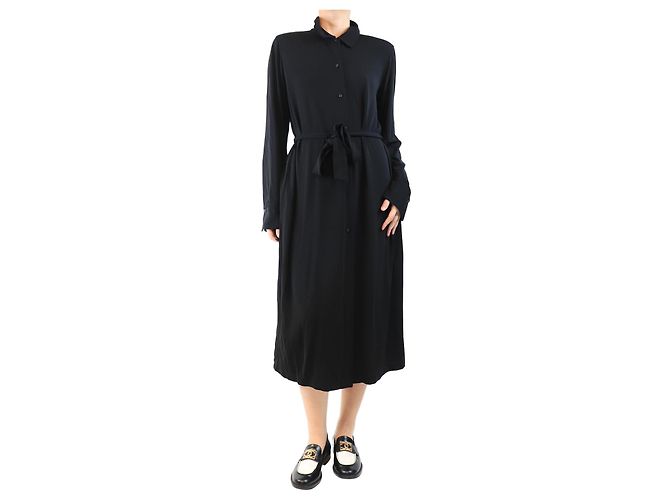 Autre Marque Schwarzes Hemdblusenkleid mit Gürtel - Größe L