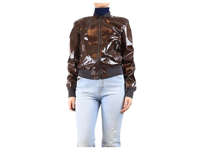 Dolce & Gabbana Braune Lammlederjacke - Größe UK 16