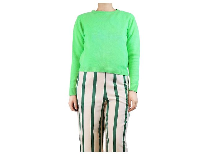 Autre Marque Neon grüner Kaschmirpullover - Größe S 