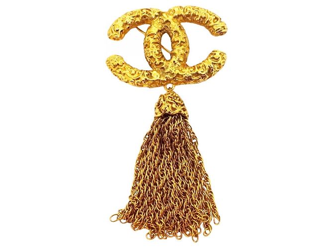 Timeless Chanel Coco Mark vergoldete Brosche Golden