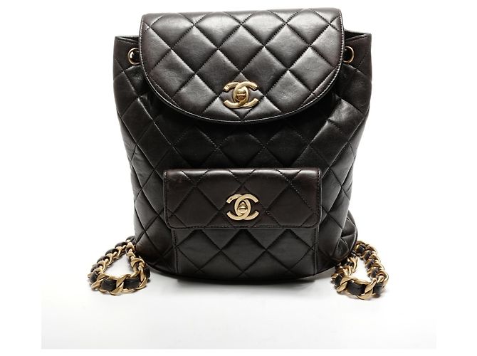 Mochila de Couro de Corde Chanel Preto