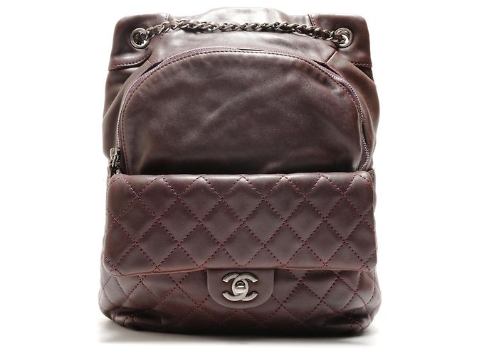 Chanel Brown Lambskin Matelasse Backpack