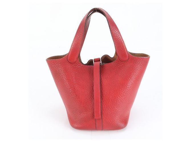 Hermès Hermes Picotin PM Red Leather Handbag