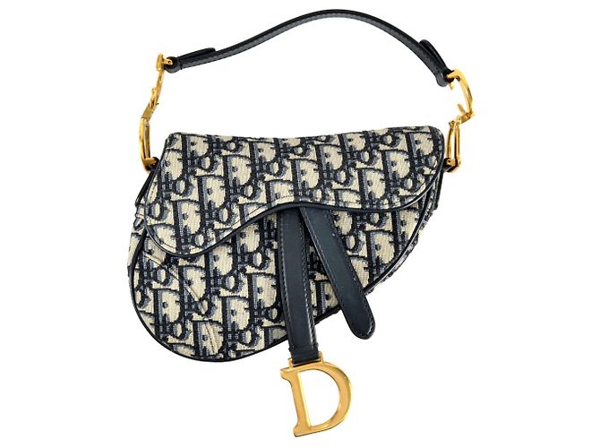 Borsa a Spalla Mini Saddle Dior Trotter Christian Dior Blu navy