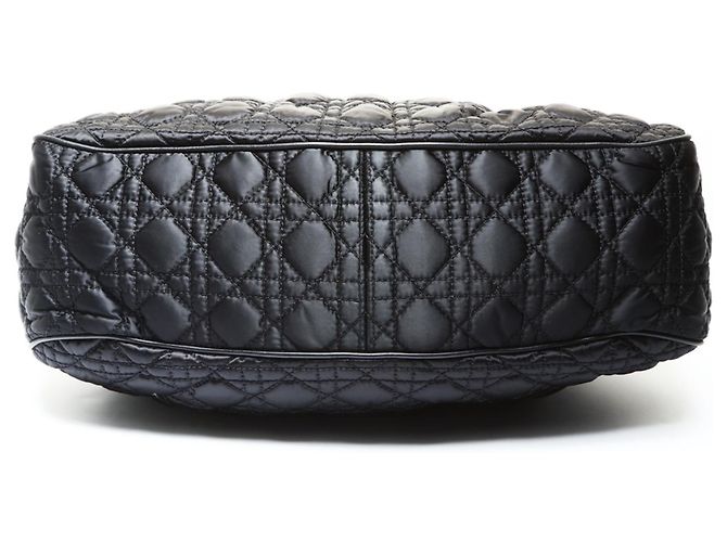 Borsa a Spalla in Nylon Cannage Christian Dior Nero