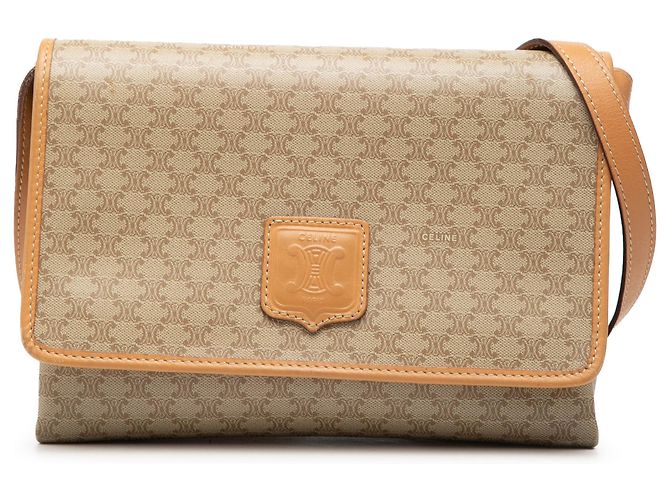Céline Cruzada de lona recubierta Macadam marrón de Celine Castaño Beige