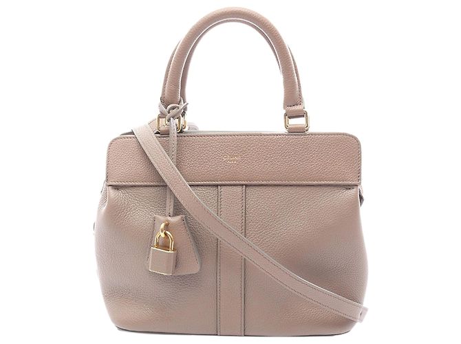 Céline Celine Brown Small Cabas de France Leather Satchel Beige