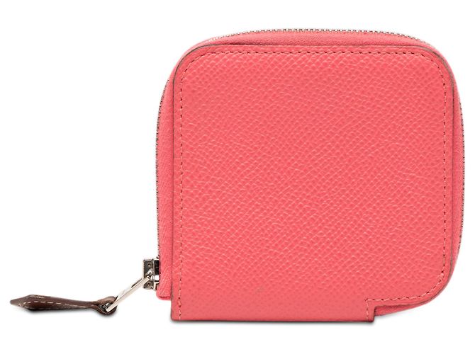 Silk In Billetera compacta de seda Epsom rosa Hermès Cuero Becerro
