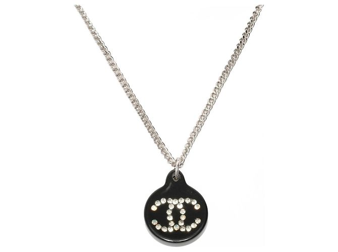 Timeless Collar de strass negro Coco Mark 03A 2003 de Chanel Plata