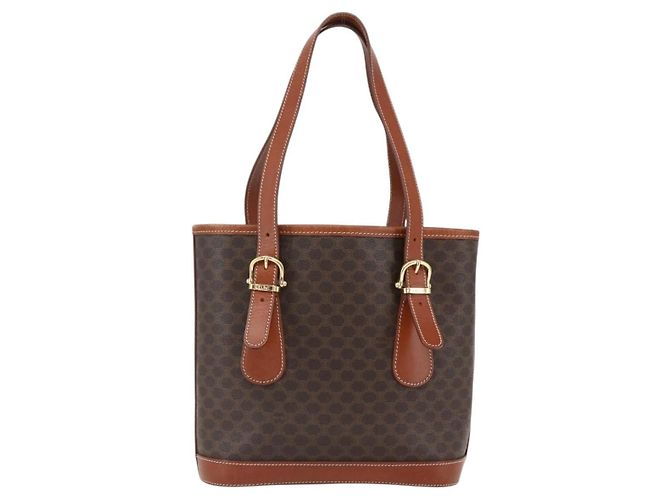Céline Celine Vintage Macadam Canvas and Leather Marron