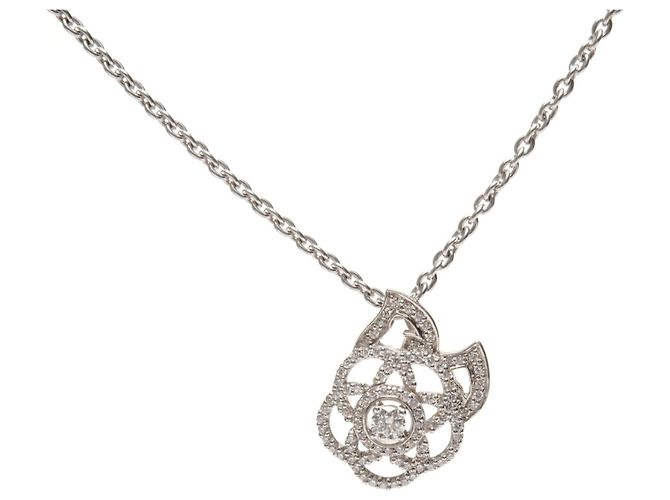 Colar Camélia de Diamante da Chanel Prata
