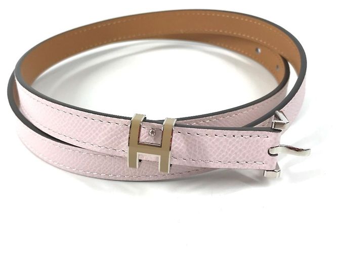 Cinto com fivela H em pop ash da Hermès Rosa
