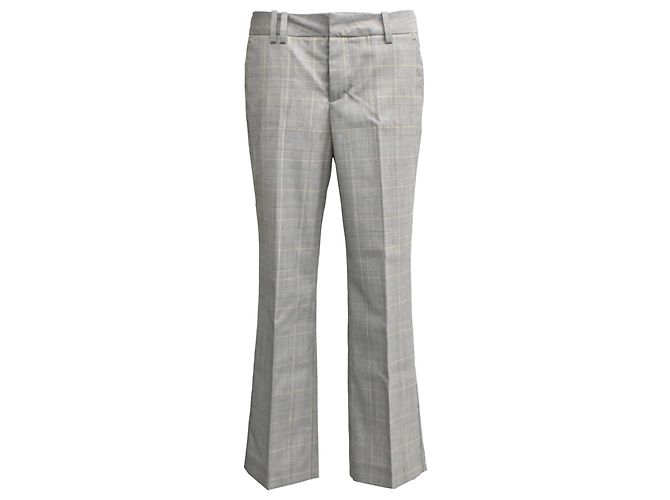 Zadig & Voltaire Karierte Bootcut-Hosen aus grauer Wolle