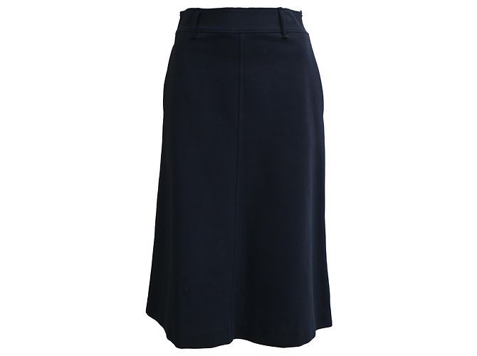 Saia midi A-line em algodão azul marinho Brunello Cucinelli