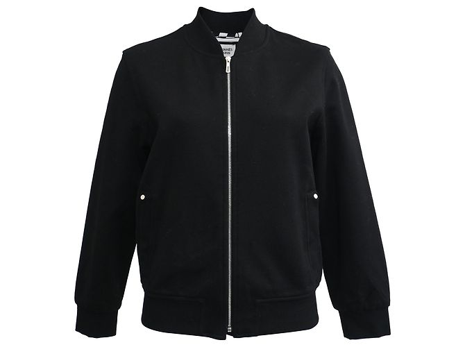 Hermès Zip-Up Bomberjacke aus schwarzer Baumwolle