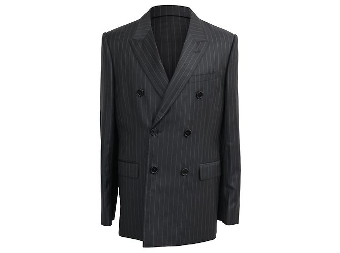 Edge Céline Blazer duplo risca de giz Celine em lã preta