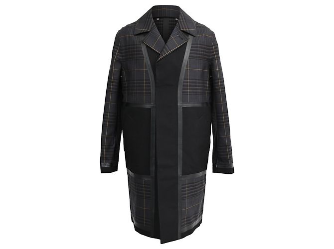 Berluti Plaid Paneled Coat in Multicolor Wool Multiple colors