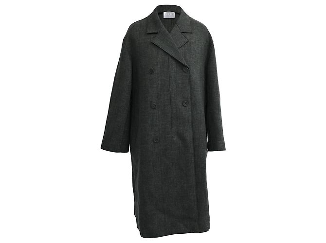 Dior Double-Breasted Coat in Dark Grey Wool