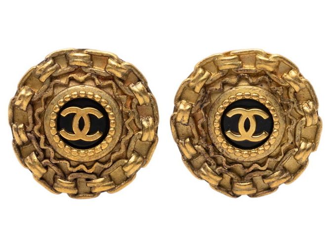 Boucles d'oreilles clips en plaqué or Chanel Coco Mark Doré