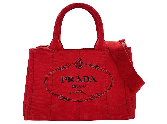 Prada Damen Handtasche aus Canapa-Canvas Rot